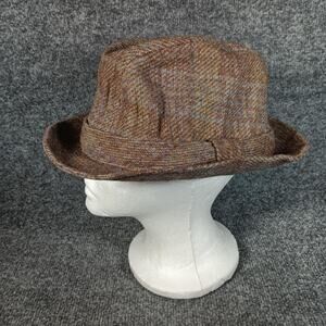 Kangol Hat Fedora Trilby Fitted Mens XL Brown Tweed Satin Lined Classic VTG